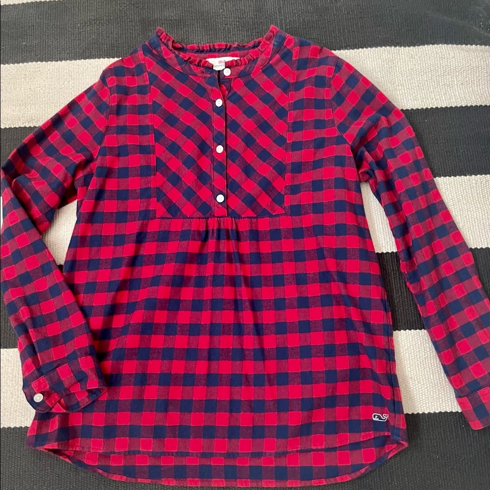 Vineyard Vines Plaid Top L 14